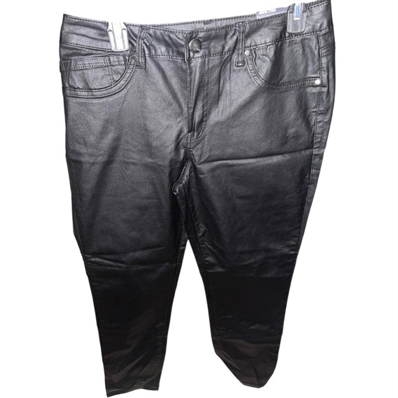 🩷 NWT 1822 Denim Women’s Faux Leather Ankle Skinny Jeans SIZE 14 BLACK - Picture 1 of 4